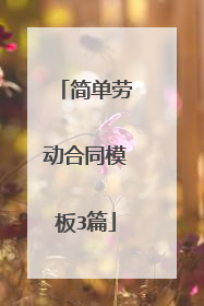 简单劳动合同模板3篇