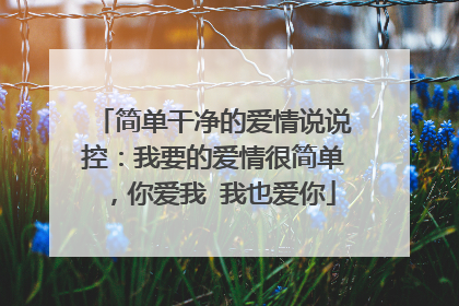 简单干净的爱情说说控:我要的爱情很简单,你爱我 我也爱你