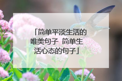 简单平淡生活的唯美句子 简单生活心态的句子