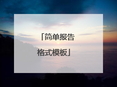 简单报告格式模板