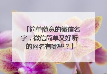 简单随意的微信名字,微信简单又好听的网名有哪些?