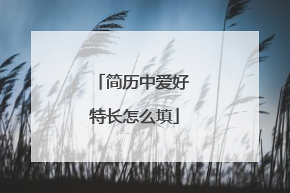 简历中爱好特长怎么填