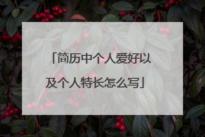 简历中个人爱好以及个人特长怎么写