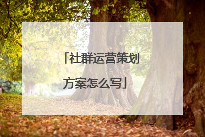 社群运营策划方案怎么写