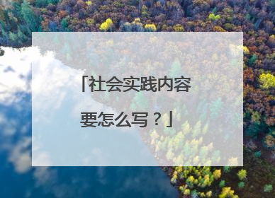 社会实践内容要怎么写?