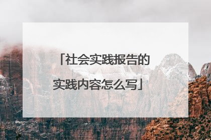 社会实践报告的实践内容怎么写