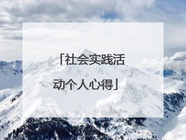 社会实践活动个人心得