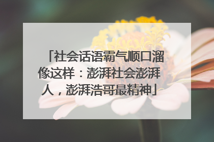 社会话语霸气顺口溜像这样:澎湃社会澎湃人,澎湃浩哥最精神