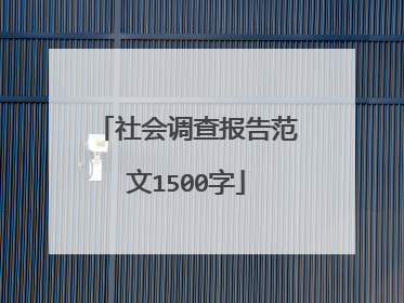 社会调查报告范文1500字