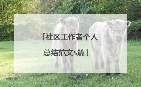 社区工作者个人总结范文5篇
