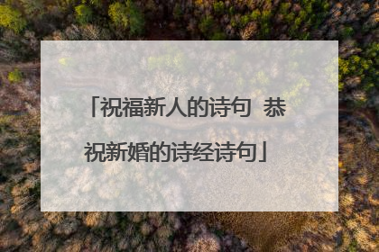 祝福新人的诗句 恭祝新婚的诗经诗句