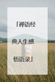 禅语经典人生感悟语录