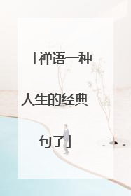 禅语一种人生的经典句子