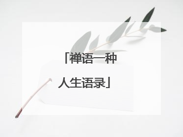 禅语一种人生语录