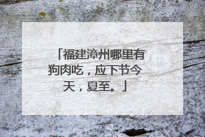 福建漳州哪里有狗肉吃，应下节今天，夏至。