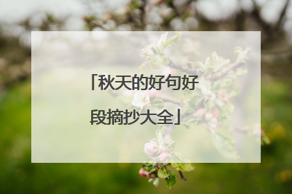 秋天的好句好段摘抄大全