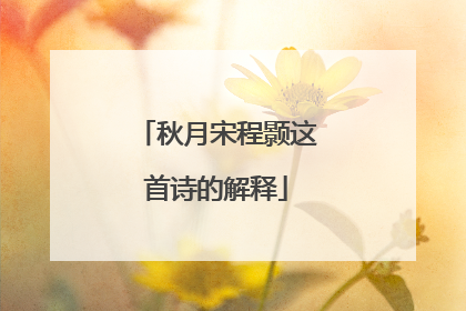 秋月宋程颢这首诗的解释