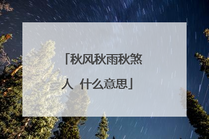 秋风秋雨秋煞人 什么意思