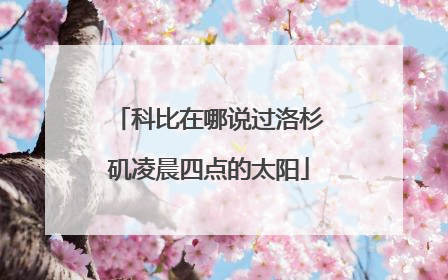 科比在哪说过洛杉矶凌晨四点的太阳