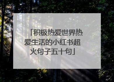 积极热爱世界热爱生活的小红书超火句子五十句