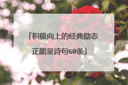 积极向上的经典励志正能量诗句60条