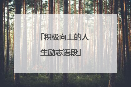 积极向上的人生励志语段
