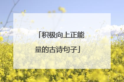 积极向上正能量的古诗句子