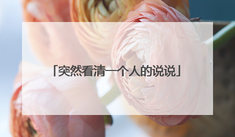 突然看清一个人的说说