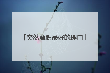 突然离职最好的理由