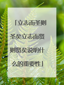 立志而圣则圣矣立志而贤则贤矣说明什么的重要性