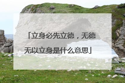 立身必先立德，无德无以立身是什么意思