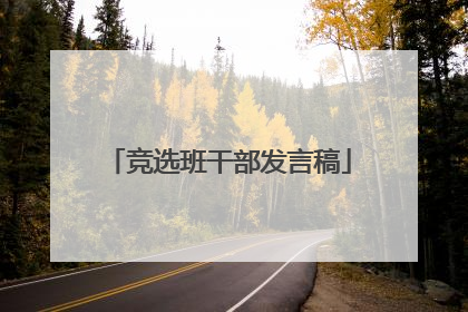 竞选班干部发言稿