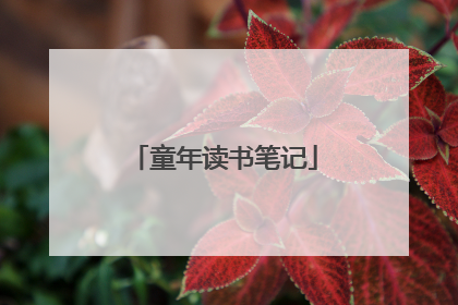 童年读书笔记