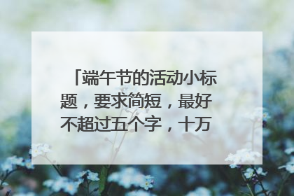 端午节的活动小标题，要求简短，最好不超过五个字，十万火急！！！