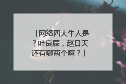 网络四大牛人是？叶良辰，赵日天还有哪两个啊？
