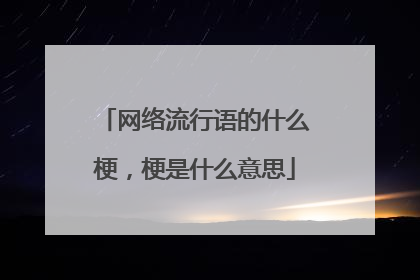 网络流行语的什么梗,梗是什么意思