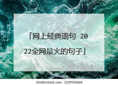 网上经典语句 2022全网最火的句子