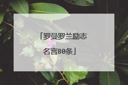 罗曼罗兰励志名言80条