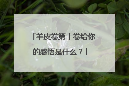 羊皮卷第十卷给你的感悟是什么?