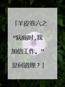 羊皮卷六之“病痛时,我加倍工作。”是何道理?