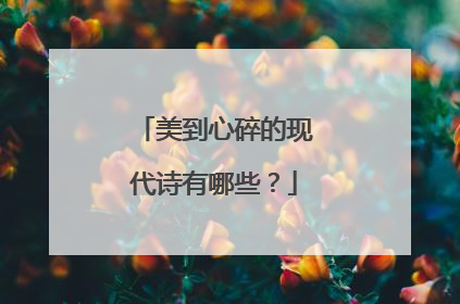 美到心碎的现代诗有哪些？