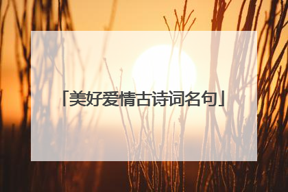 美好爱情古诗词名句