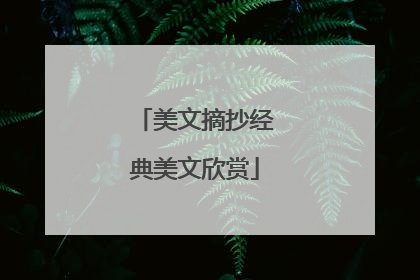美文摘抄经典美文欣赏