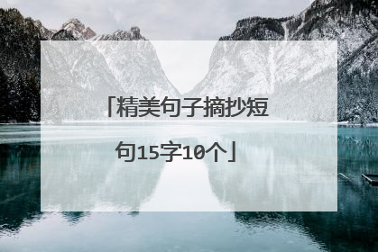 精美句子摘抄短句15字10个