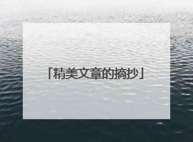 精美文章的摘抄