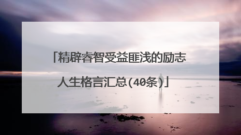 精辟睿智受益匪浅的励志人生格言汇总(40条)