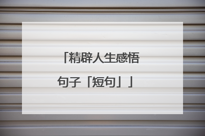 精辟人生感悟句子「短句」