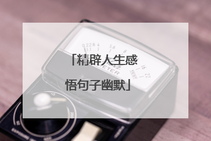 精辟人生感悟句子幽默