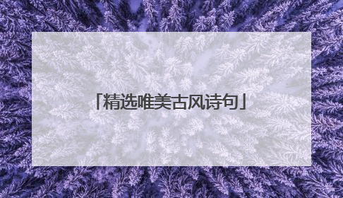 精选唯美古风诗句