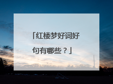 红楼梦好词好句有哪些？
